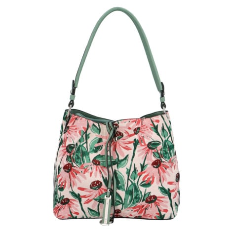 Květinová dámská koženková kabelka Elena, zeleno- růžová David Jones