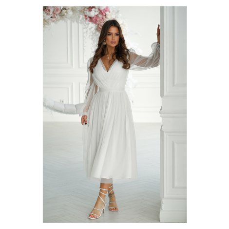 Bicotone Bílé tylové midi šaty