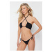 Trendyol Black Tied Textured Regular Bikini Bottom