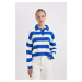 DEFACTO Regular Fit Polo Collar Striped Knitwear Sweater