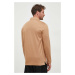Bavlněné tričko s dlouhým rukávem BOSS béžová barva, 50485162
