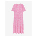 Růžové dámské žerzejové květované midi šaty s volánem Marks & Spencer