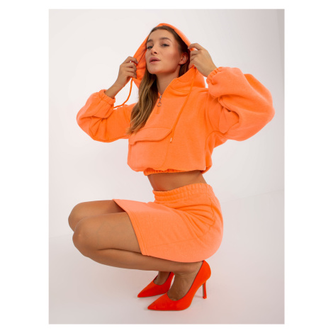 Fluo oranžová základní tepláková souprava se sukní Emilie Fashionhunters