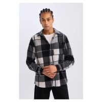 DEFACTO Regular Fit Plaid Fleece Long Sleeve Shirt