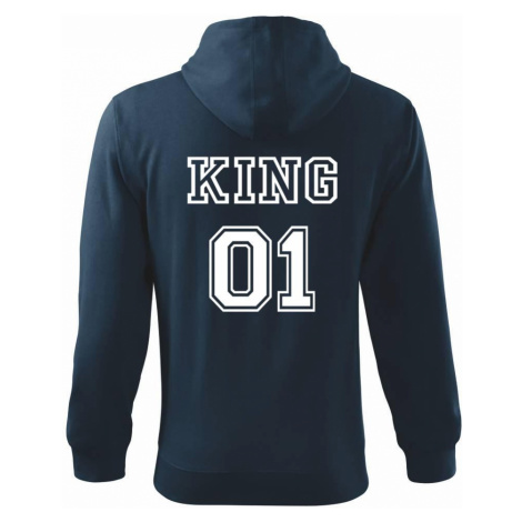King - Queen - 01 dres (černobílá) - Mikina s kapucí na zip trendy zipper