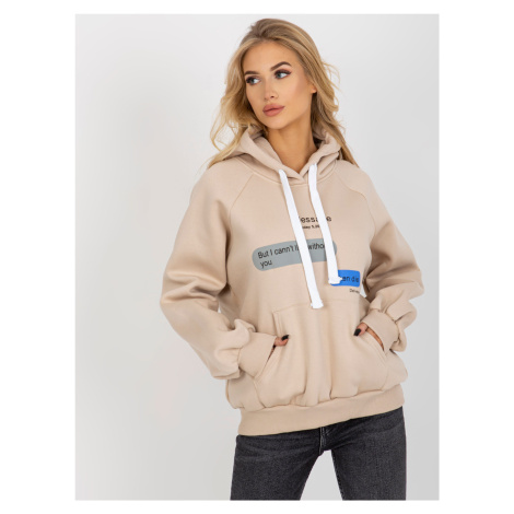 BÉŽOVÁ MIKINA S POTISKEM -BEIGE BASIC