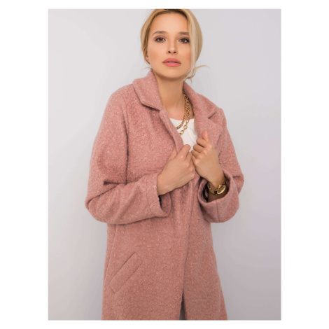 Růžový dámský kabát z bouclé - RUE PARIS