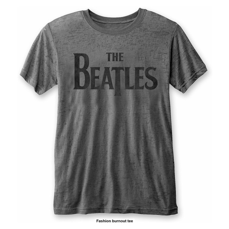 The Beatles tričko, Drop T Logo Burnout Charcoal Grey, pánské RockOff