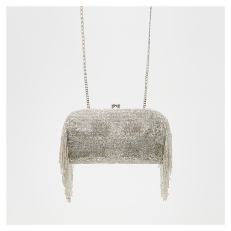 Reserved - Kabelka z ozdobných korálků - Stříbrná