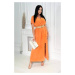 Dlouhé šaty s ozdobným páskem pomeranč