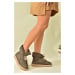 Fox Shoes Khaki Fabric Women's Daily Boots