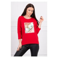 Halenka s grafikou 3D Bird red