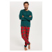 Pánské pyžamo Italian Fashion Narwik - dlouhé bavlněné Tmavě zelená
