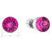 Stříbrné náušnice pecka se Swarovski krystaly růžové kulaté 31113.3 fuchsia