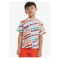 Bílé dětské vzorované tričko Desigual Logomania