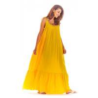 Dámské dlouhé šaty na léto ve žluté barvě