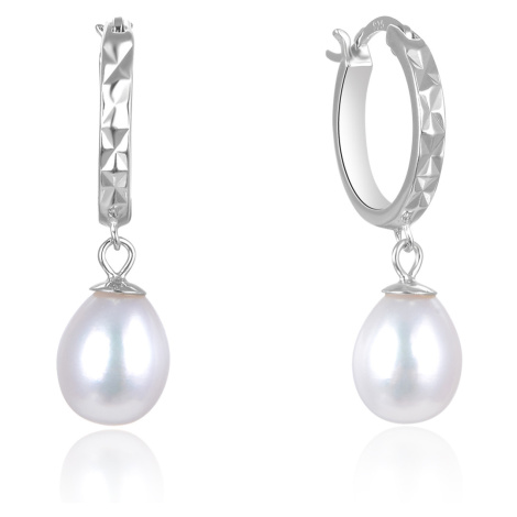 Beneto Elegantní stříbrné náušnice s pravými perlami AGUC2675P