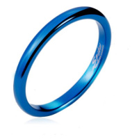 Prsten z tungstenu - hladký modrý kroužek, zaoblený, 2 mm