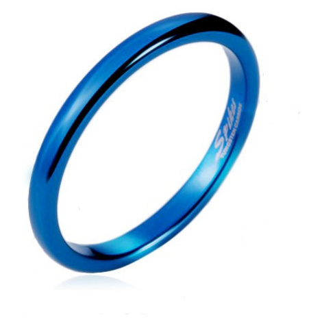 Prsten z tungstenu - hladký modrý kroužek, zaoblený, 2 mm Šperky eshop