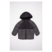 DEFACTO Baby Boy Hooded Water Repellent Block Color Patterned Fleece Lined Puffer Jacket