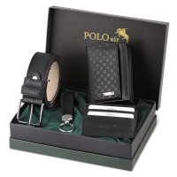 Polo Air Checkerboard Pattern Wallet It Makes It Own Card Holder Belt Keychain Combine Black Set