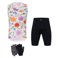 HOLOKOLO Cyklistický mega set - FLORAL ELITE LADY - černá/vícebarevná/bílá