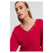 Svetr karl lagerfeld light v-neck knit sweater persian red