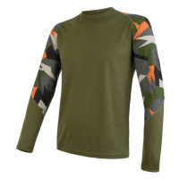 SENSOR MERINO IMPRESS pánské triko dl.rukáv safari/camo