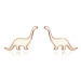 Stříbrné náušnice 925 - dinosaurus měděné barvy ozdobený bílou glazurou, puzetky