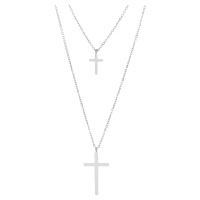 Troli Nadčasový dvojitý ocelový náhrdelník Křížek
