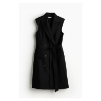H & M - Šaty střižené jako sako z lněné směsi - černá