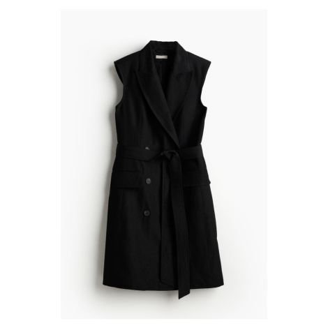 H & M - Šaty střižené jako sako z lněné směsi - černá H&M