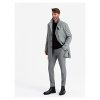 Ombre Patterned single-breasted men's coat with pockets - grey