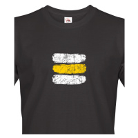 Pánské tričko s potiskem žluté turistické značky - ideální turistické tričko