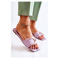 Dámské klasické kožené pantofle s zdobením fialový Shilla