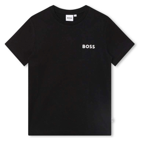 Dětské bavlněné tričko BOSS černá barva, s potiskem Hugo Boss