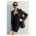 Trendyol Black Woven Oversize Faux Leather Blazer Jacket