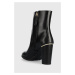 Kožené kotníkové boty Tommy Hilfiger FEMININE TH HARDWARE BOOTIE dámské, černá barva, na podpatk