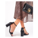 Vinceza Trendy dámské černé sandály na širokém podpatku ruznobarevne