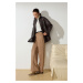 Trendyol Limited Edition Dark Brown Suede Wide Leg Pants