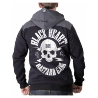 mikina s kapucí pánské - BASTARD SKULL - BLACK HEART - 8830