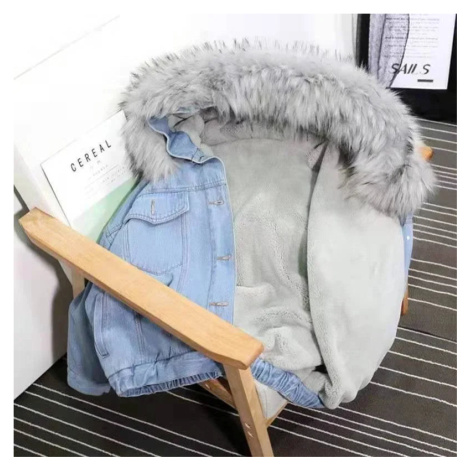 Zimní džínová bunda s kapucí – podšitá dámská bunda s kožíškem