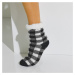 Bačkorové ponožky s kožešinovou imitací, kostkovaný design