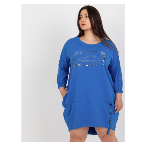Tmavě modré asymetrické šaty větší velikosti Fashionhunters