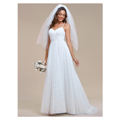 Elegantní svatební šaty na špagetová ramínka z krajky síťoviny Ever-Pretty