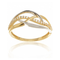 Dámský prsten ze žlutého zlata se zirkony PR0452F + DÁREK ZDARMA