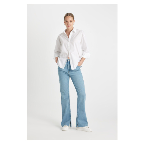 DEFACTO Slim Flare High Waist Cutaway Long Jean Trousers