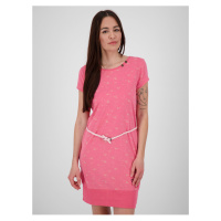 Růžové dámské vzorované krátké šaty s páskem Alife and Kickin