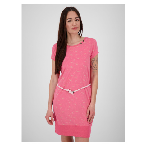 Růžové dámské vzorované krátké šaty s páskem Alife and Kickin
