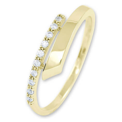 Brilio Něžný dámský prsten ze žlutého zlata s krystaly 229 001 00857